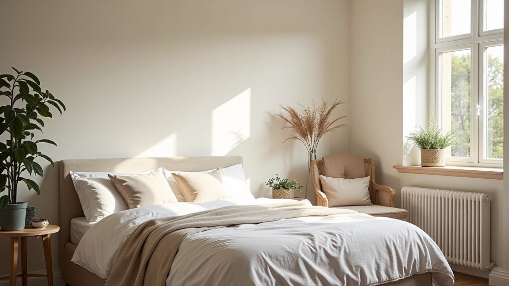 Cozy bedroom with bed positioned to frame a window, nightstands symmetrically placed, soft natural light coming through