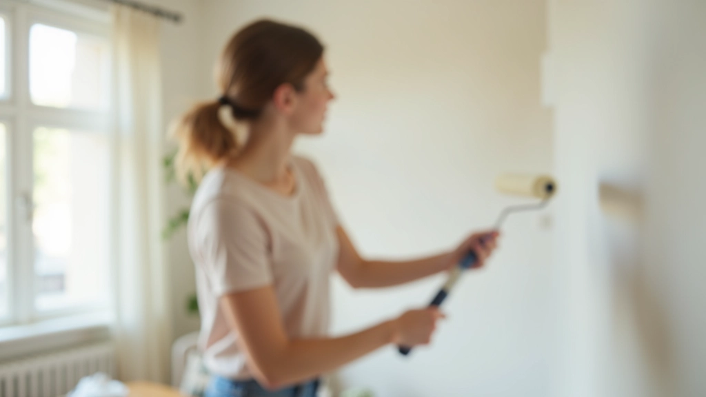 Woman painting an interior wall with a brush, demonstrating accent wall painting technique